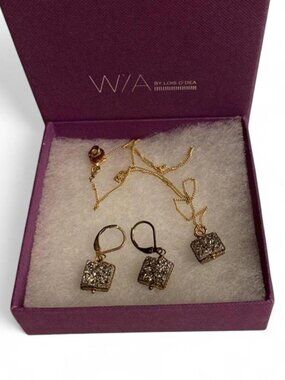 MARCASITE DAZZLE‎ NECKLACE w/ MATCHING EARRINGS, 3-pc Set NWOT